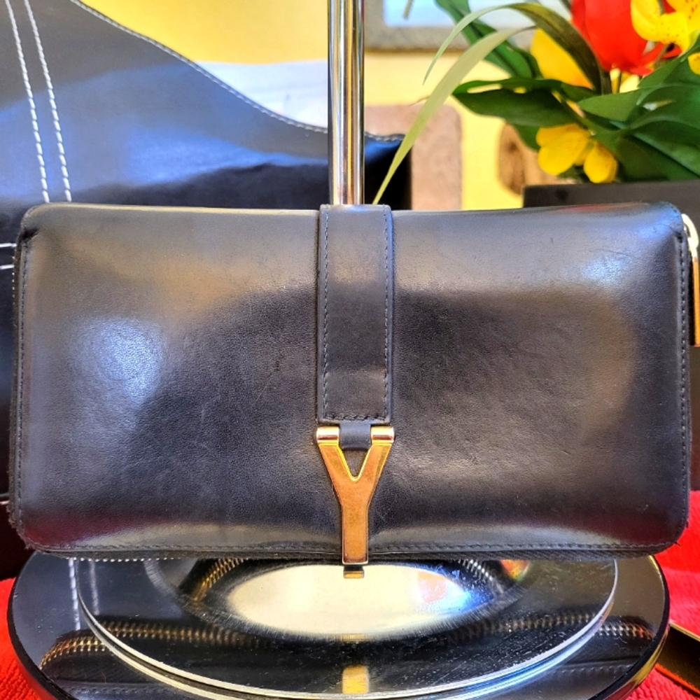 Saint Laurent Classic" Y Ligne" Zip Around Wallet Black